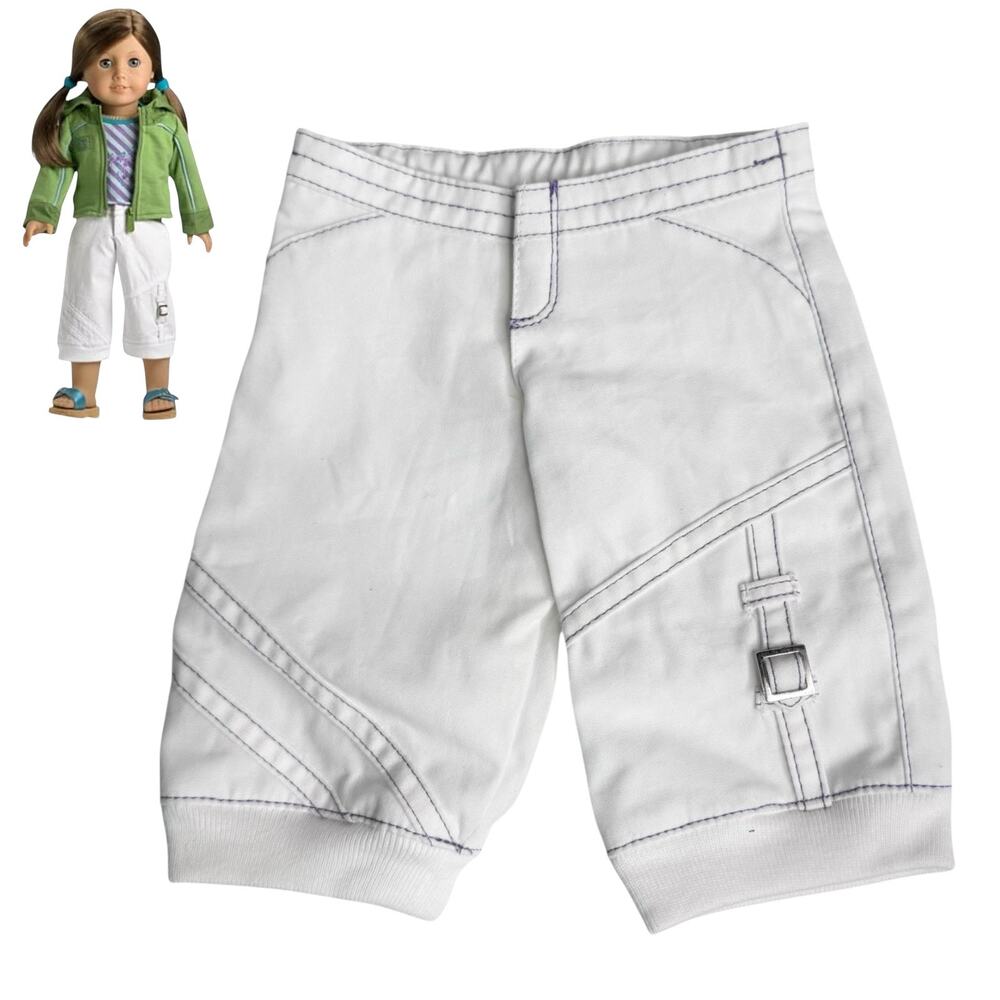 American Girl White Capri Pant Kickin Back Outfit Doll Clothing Accessory Buckle